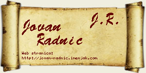Jovan Radnić vizit kartica